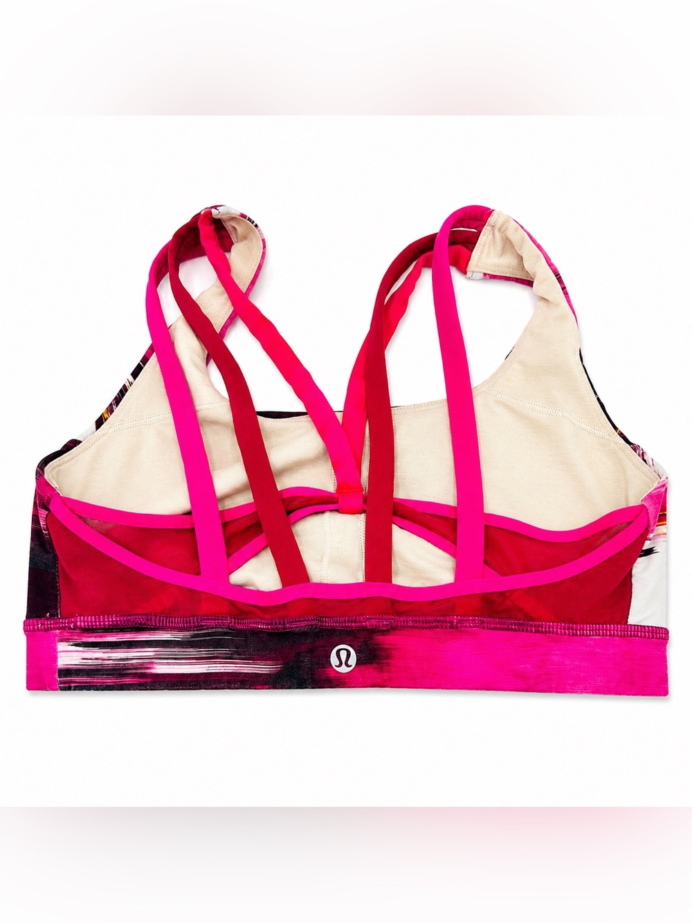 Lululemon Energy Bra Pink Multi Abstract Print Sports Bra women Size 8 - Picture 2 of 5